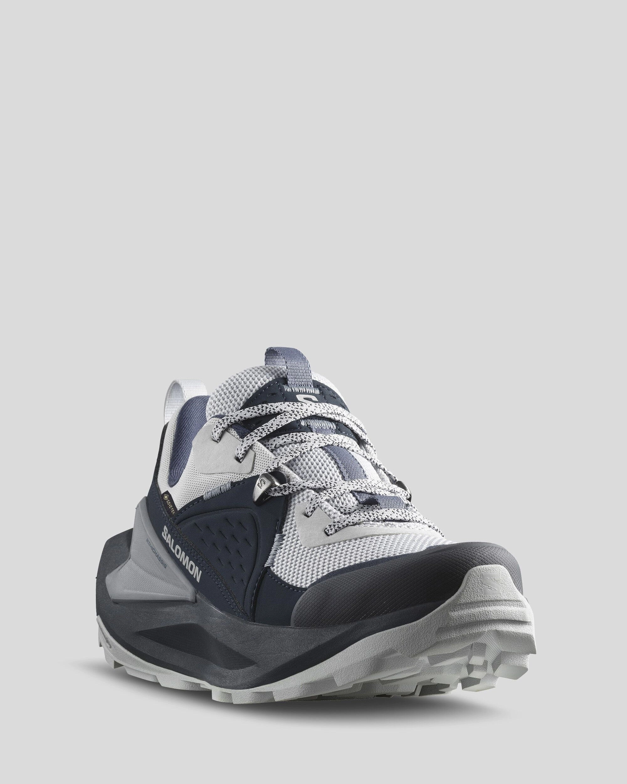 Women's Salomon Elixir GTX Hiking Shoes - Carbon/Pearl Blue/Flint Stone